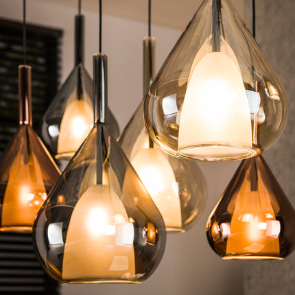 Pendant Lamp 4+3 wings mix glass  Black