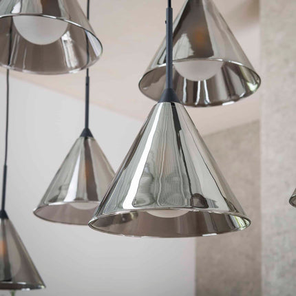 Pendant Lamp 5+4 tapered cap glass (G9)  Smoke Grey Glass