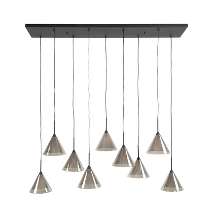 Pendant Lamp 5+4 tapered cap glass (G9)  Smoke Grey Glass
