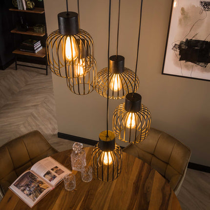 Pendant Lamp 5L getrapt mix metal / Charcoal