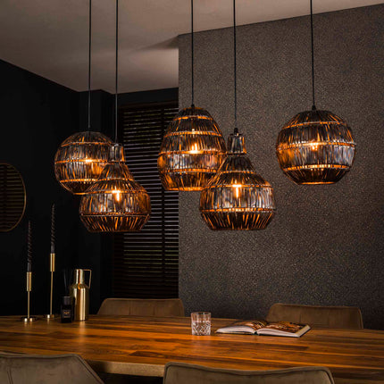 Pendant Lamp 5L strip multi shade / Black Brown