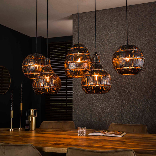 Pendant Lamp 5L strip multi shade / Black Brown