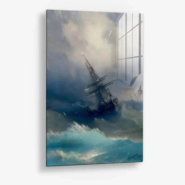Ship in the Stormy Sea – Glass