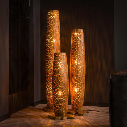 Floor Lamp S bars / Solid Recycled Teak