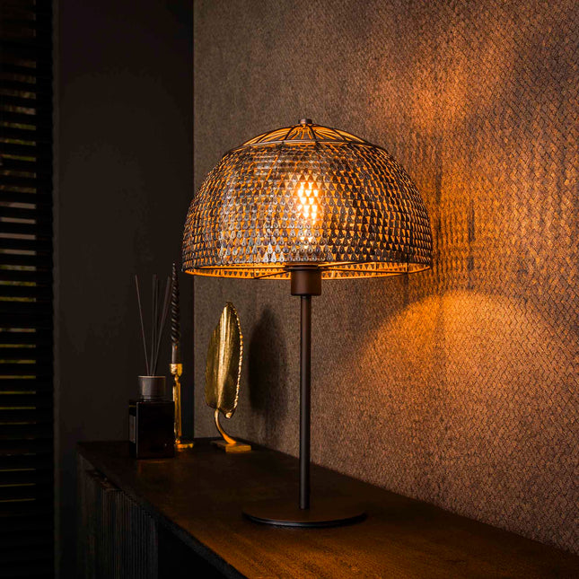 Table Lamp Ø35 armor open / Black Brown