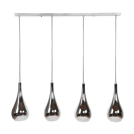 Pendant Lamp 4L silver drop glass / Chromed Glass