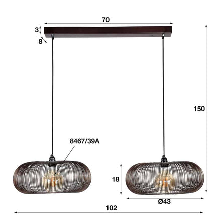 Pendant Lamp 2L Copper Wire