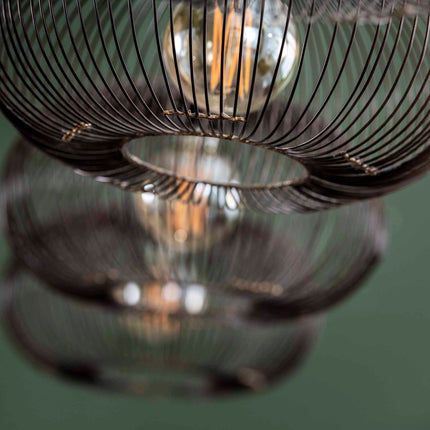 Pendant Lamp 4x Ø35 disk wire copper twist / Black Nickel