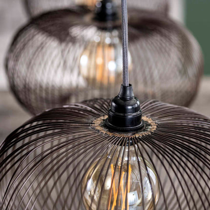 Pendant Lamp 4x Ø35 disk wire copper twist / Black Nickel