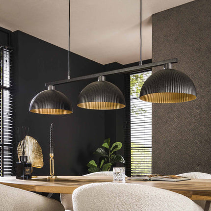 Pendant Lamp 3L halfronde kap-ribbel / Arctic Black
