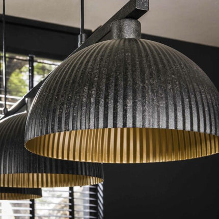Pendant Lamp 3L halfronde kap-ribbel / Arctic Black
