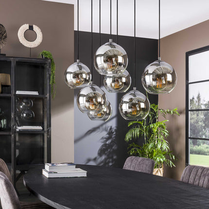 Pendant Lamp 4+3L bubble shaded  Antique Silver