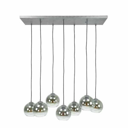 Pendant Lamp 4+3L bubble shaded  Antique Silver