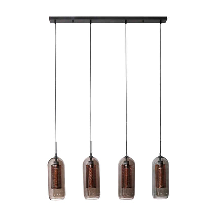 Pendant Lamp 4L smoke glas-geperforeerd staal  Arctic Black