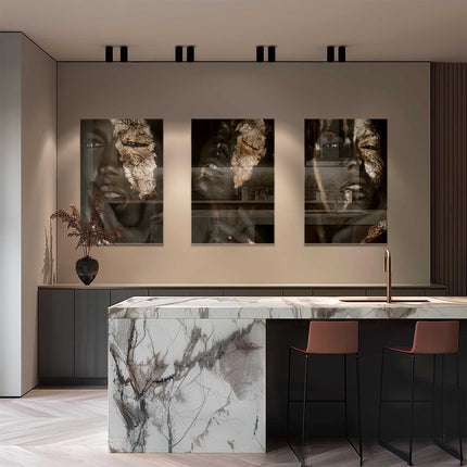 Bundle: Golden Faces (3x) – Glass