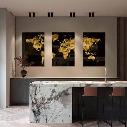 Bundle: "Golden World Map" (3x) – Glass