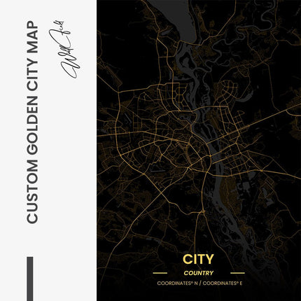 Custom Golden City Map – Glass