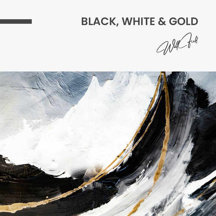 "Black, White & Gold Abstract"