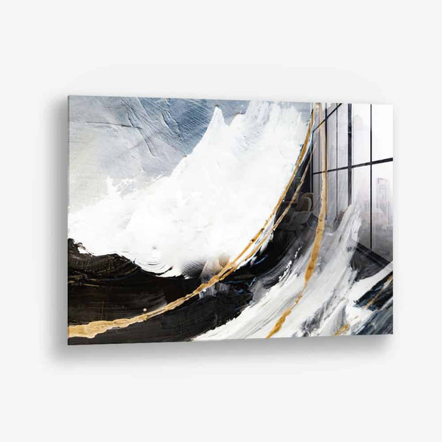 Black, White & Gold Abstract – Glass