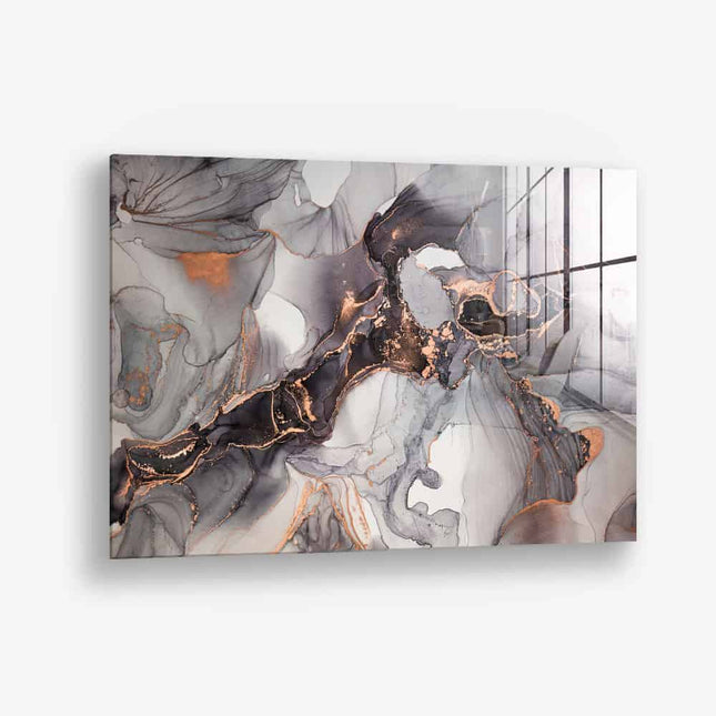 Grey & Gold Abstract Marble – Glass