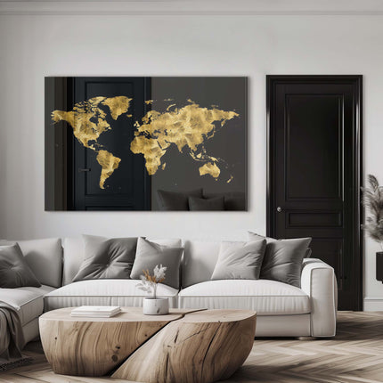 Golden World Map – Glass