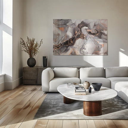 Grey & Gold Abstract Marble – Glass