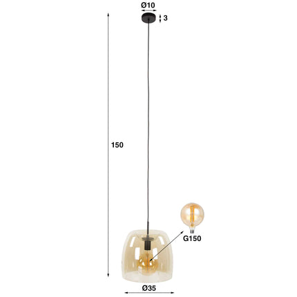Pendant Lamp 1L drift glass  Copper-Colored Glass