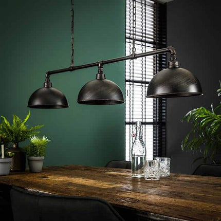 Pendant Lamp 3L halfronde kap-industrial tube / Black