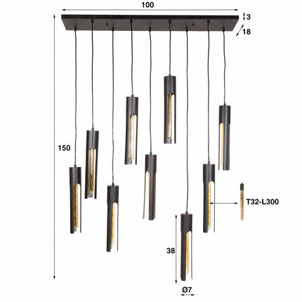 Pendant Lamp 5+4 tube / Arctic Black