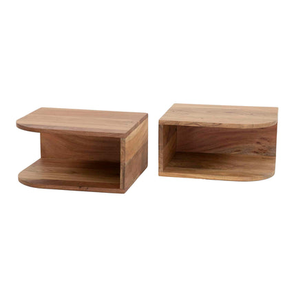 Nightstand set/2 corner open vak / Solid Natural Acacia