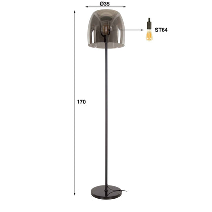 Floor Lamp 1L drift glass  Smoke Grey Glass