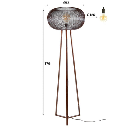 Floor Lamp 3-poot copper twist