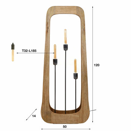 Floor Lamp 3L bray / Solid Natural Mango