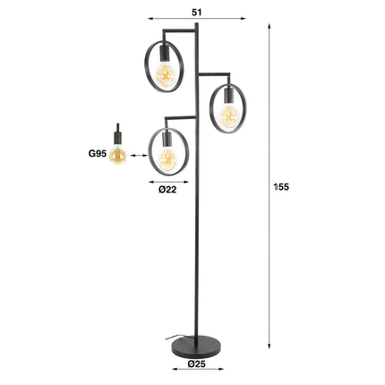 Floor Lamp 3L ring / Charcoal