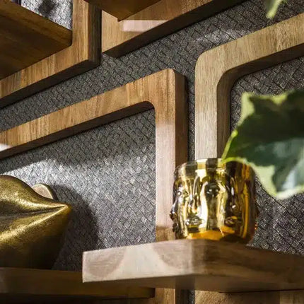 Wall Cabinet set/5 curvy / Solid Natural Acacia