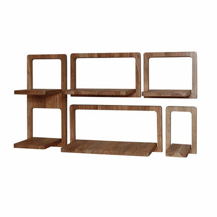Wall Cabinet set/5 curvy / Solid Natural Acacia