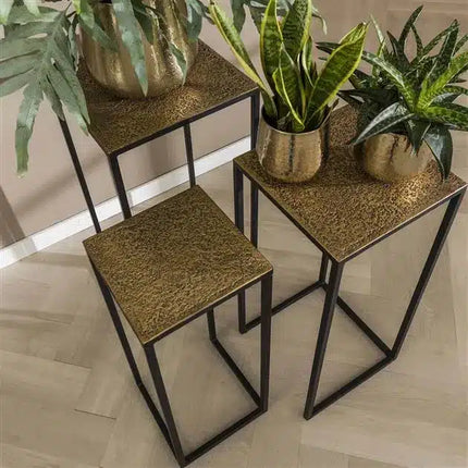 Flower Column set3 iron metallic  Antique Bronze