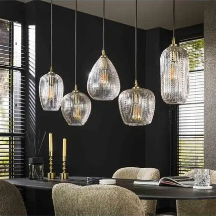 Pendant Lamp 5L diamond grain mix  Diamond Glass